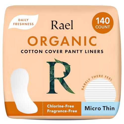 Rael Damenbinden für Frauen, Bio-Baumwollbezug – Tägliche Slipeinlagen, leichte Saugfähigkeit, unparfümiert, chlorfrei (Mikro-dünn, 140 Stück)