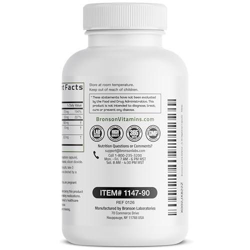 Bronson L-Lysin Abwehr-Immunkomplex 1500 mg mit Olivenblatt, Knoblauch, Vitamin C und Zink - Non-GMO, 90 vegane Kapseln