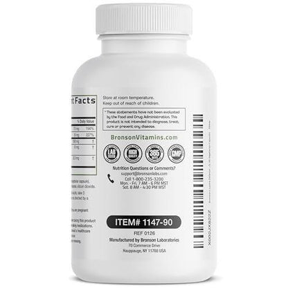 Bronson L-Lysin Abwehr-Immunkomplex 1500 mg mit Olivenblatt, Knoblauch, Vitamin C und Zink - Non-GMO, 90 vegane Kapseln