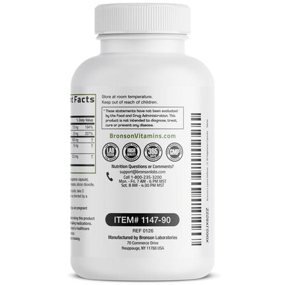 Bronson L-Lysin Abwehr-Immunkomplex 1500 mg mit Olivenblatt, Knoblauch, Vitamin C und Zink - Non-GMO, 90 vegane Kapseln