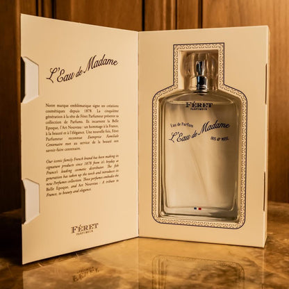 Feret Parfumeur L’Eau de Madame Eau de Parfum – Luxuriöser französischer Damenduft – Pudrig-blumiges Parfüm mit Iris & Moschus – Lang anhaltend, hergestellt in Frankreich, 100 ml