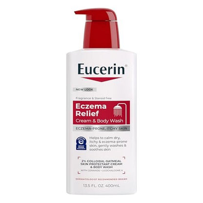Eucerin Eczema Relief Duschcreme mit kolloidalem Hafermehl, Ceramid-3 und Süßholzwurzelextrakt, 400 ml
