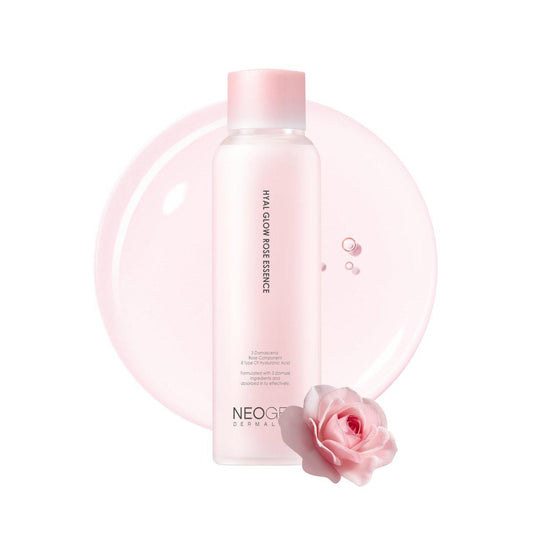 DERMALOGY by Neogen Hyal Glow Rose Essence – Feuchtigkeitsspendende Essenz mit 74% Damaszener Rosenwasser & Rosenblütenöl & -extrakt 160ml