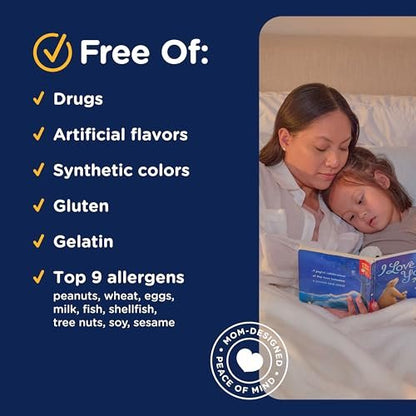 Mommy's Bliss Kids Schlaf Melatonin Gummibärchen – ohne künstliche Farbstoffe, Aromen oder Gelatine – Erdbeergeschmack – für Kinder ab 3 Jahren – 60 Stück