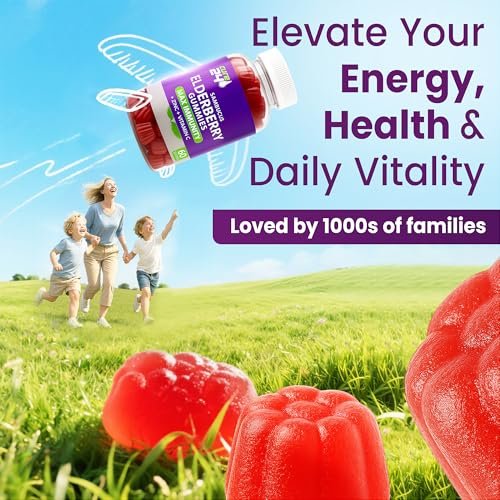 Cure24 Sambucus Holunderbeeren Gummibärchen + Vitamin C + Zink für Kinder & Erwachsene, 3-fach Immununterstützung, natürliche Aromen & Zutaten, vegan, nicht-GVO, hergestellt in den USA (60 Stück)