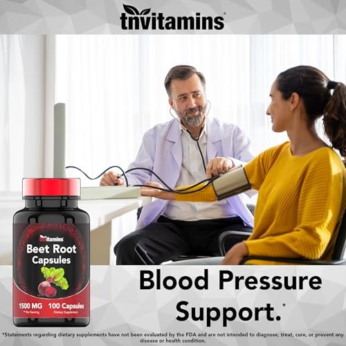 Rote Bete Kapseln 1500 mg - 100 Kapseln | Rote Bete Pulver Extrakt | Nicht-GVO & Glutenfrei | Hergestellt in den USA | TNVitamins