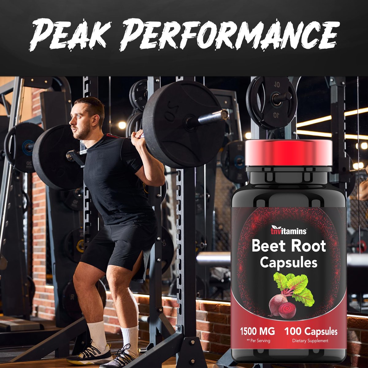 Rote Bete Kapseln 1500 mg - 100 Kapseln | Rote Bete Pulver Extrakt | Nicht-GVO & Glutenfrei | Hergestellt in den USA | TNVitamins