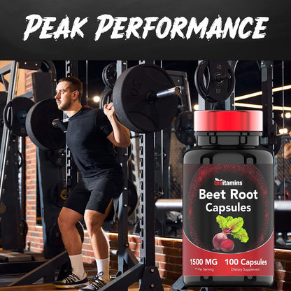 Rote Bete Kapseln 1500 mg - 100 Kapseln | Rote Bete Pulver Extrakt | Nicht-GVO & Glutenfrei | Hergestellt in den USA | TNVitamins