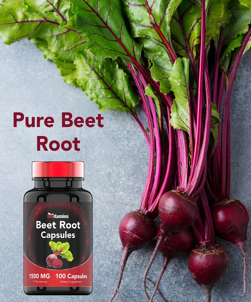 Rote Bete Kapseln 1500 mg - 100 Kapseln | Rote Bete Pulver Extrakt | Nicht-GVO & Glutenfrei | Hergestellt in den USA | TNVitamins