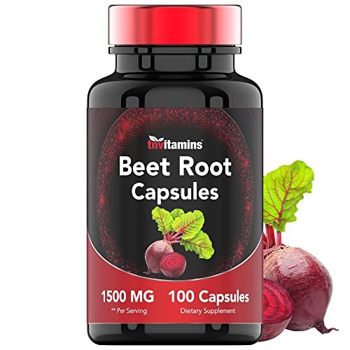 Rote Bete Kapseln 1500 mg - 100 Kapseln | Rote Bete Pulver Extrakt | Nicht-GVO & Glutenfrei | Hergestellt in den USA | TNVitamins