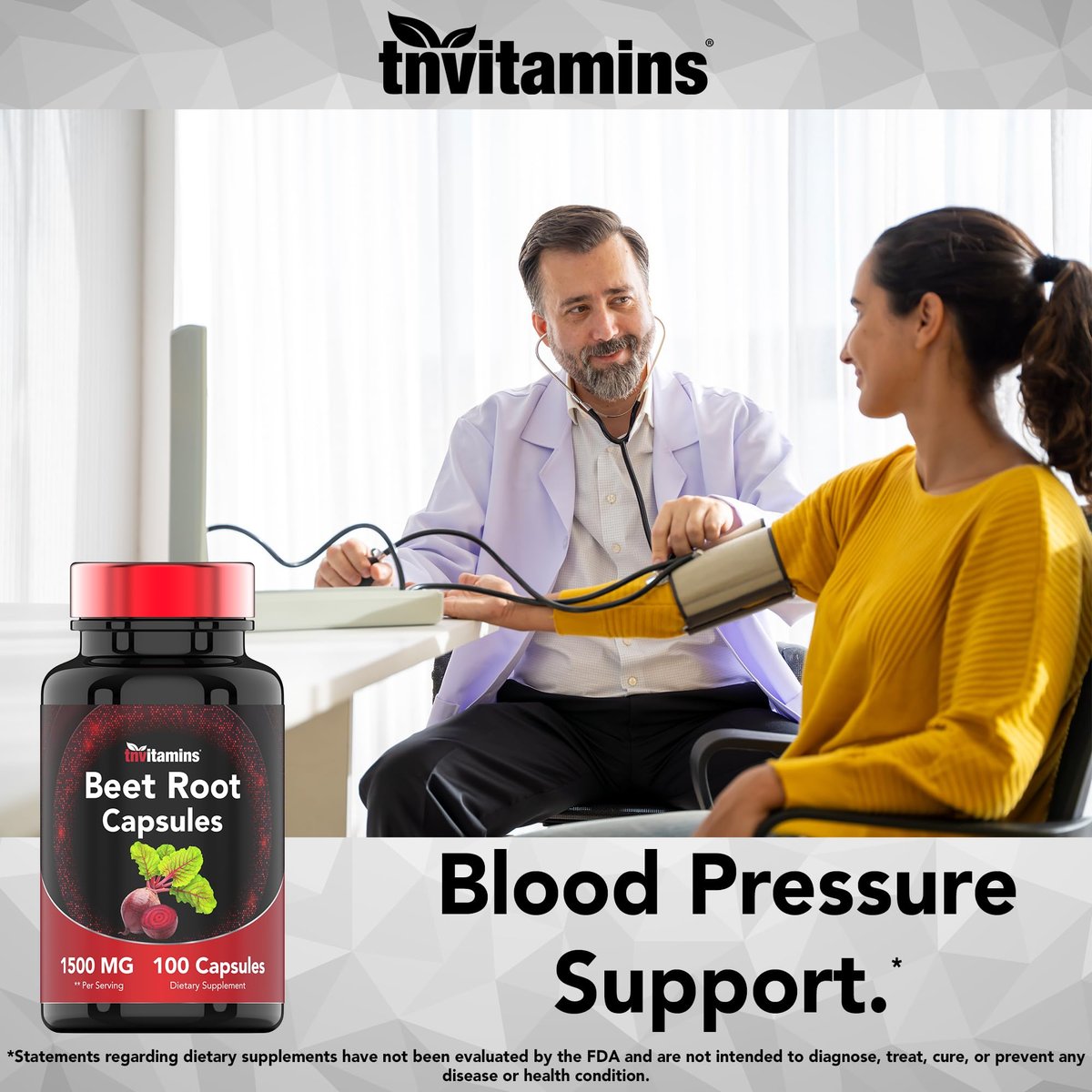 Rote Bete Kapseln 1500 mg - 100 Kapseln | Rote Bete Pulver Extrakt | Nicht-GVO & Glutenfrei | Hergestellt in den USA | TNVitamins