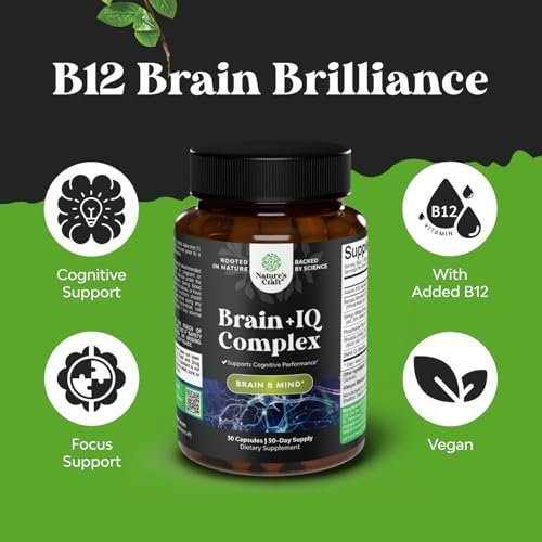 Nootropikum Gedächtnisergänzung für Gehirnunterstützung - Gedächtnispillen für Gehirnboost und natürlichen Energie-Booster - Vitamin B12 Bacopa Monnieri Rhodiola Rosea DMAE Ginkgo Biloba Phosphatidylserin - 60 Kapseln