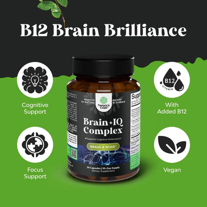 Nootropikum Gedächtnisergänzung für Gehirnunterstützung - Gedächtnispillen für Gehirnboost und natürlichen Energie-Booster - Vitamin B12 Bacopa Monnieri Rhodiola Rosea DMAE Ginkgo Biloba Phosphatidylserin - 60 Kapseln