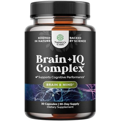 Nootropikum Gedächtnisergänzung für Gehirnunterstützung - Gedächtnispillen für Gehirnboost und natürlichen Energie-Booster - Vitamin B12 Bacopa Monnieri Rhodiola Rosea DMAE Ginkgo Biloba Phosphatidylserin - 60 Kapseln