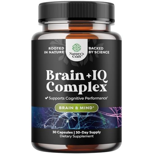 Nootropikum Gedächtnisergänzung für Gehirnunterstützung - Gedächtnispillen für Gehirnboost und natürlichen Energie-Booster - Vitamin B12 Bacopa Monnieri Rhodiola Rosea DMAE Ginkgo Biloba Phosphatidylserin - 60 Kapseln