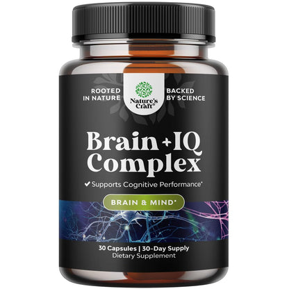 Nootropikum Gedächtnisergänzung für Gehirnunterstützung - Gedächtnispillen für Gehirnboost und natürlichen Energie-Booster - Vitamin B12 Bacopa Monnieri Rhodiola Rosea DMAE Ginkgo Biloba Phosphatidylserin - 60 Kapseln