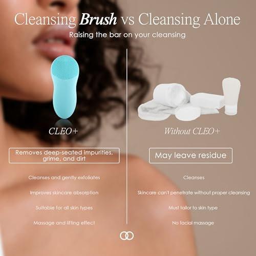 Cleo+ Sonic Gesichtsreinigungsbürste von Project E Beauty | Sanfte Reinigung & Peeling | Kabellos, Reisegröße, Wasserdichtes Silikon