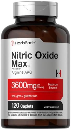 Horbäach Stickstoffmonoxid Max 3600 mg | 120 Kapseln | mit Arginin AAKG für Männer und Frauen | Vegetarisches, Nicht-GVO & Glutenfreies Pre-Workout-Supplement