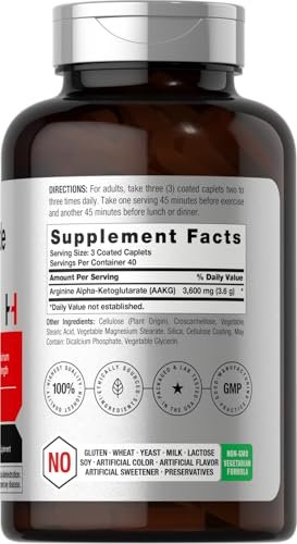 Horbäach Stickstoffmonoxid Max 3600 mg | 120 Kapseln | mit Arginin AAKG für Männer und Frauen | Vegetarisches, Nicht-GVO & Glutenfreies Pre-Workout-Supplement