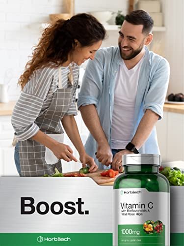 Horbäach Vitamin C 1000mg | 250 Kapseln | mit Bioflavonoiden und Hagebutte | Non-GMO, glutenfrei | Hochdosierte Nahrungsergänzung