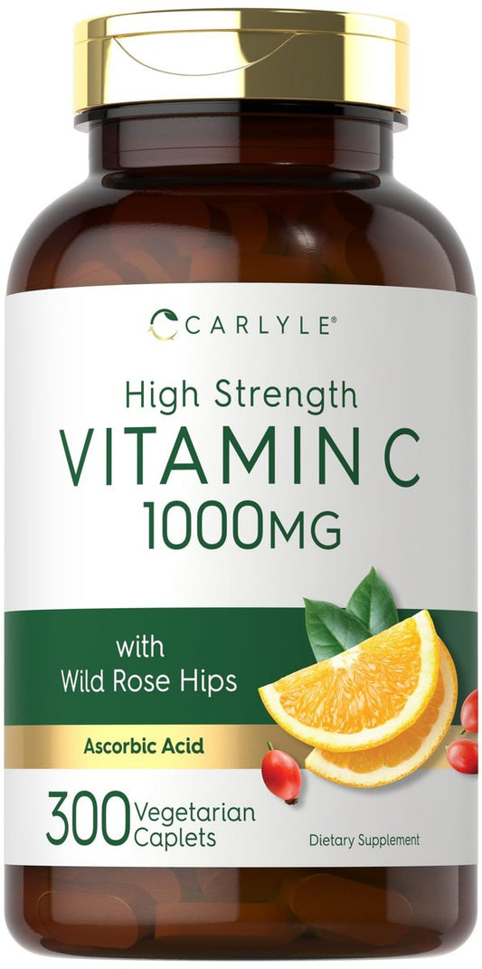 Carlyle Vitamin C 1000 mg – 300 Vegetarische Kapseln mit Hagebutte – Hochdosiert, Non-GMO & Glutenfrei