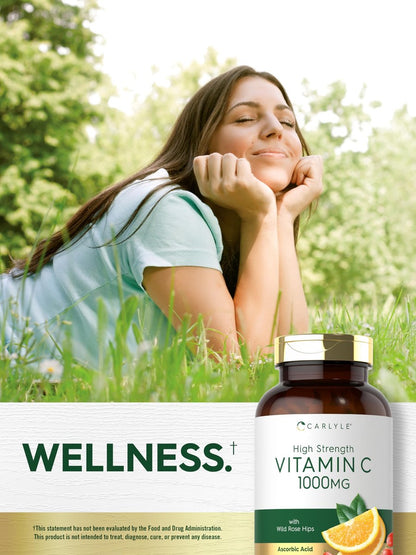 Carlyle Vitamin C 1000 mg – 300 Vegetarische Kapseln mit Hagebutte – Hochdosiert, Non-GMO & Glutenfrei