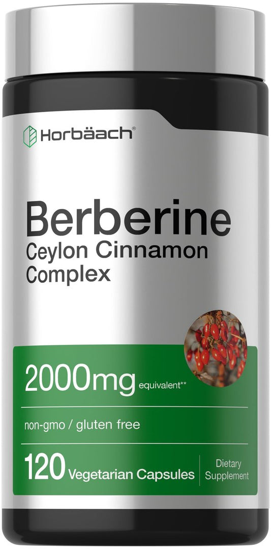 Horbäach Berberin mit Ceylon-Zimt | 120 vegane Kapseln | Vegetarisches, Non-GMO & glutenfreies Nahrungsergänzungsmittel | Berberin-Komplex