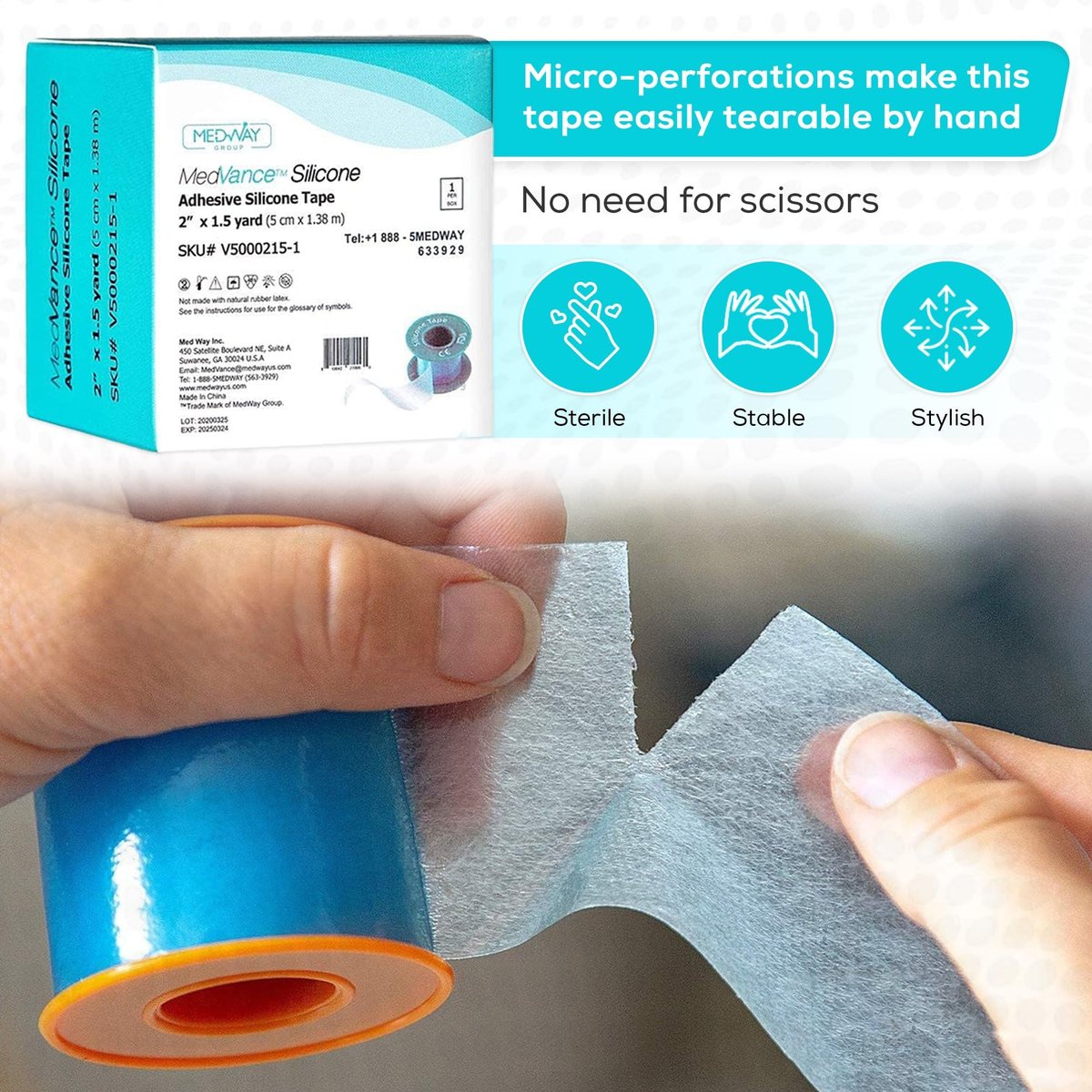 MedVance Silikonband 5 cm breit, weich mit Perforation und zuschneidbar (1 Packung, 1,4 m)