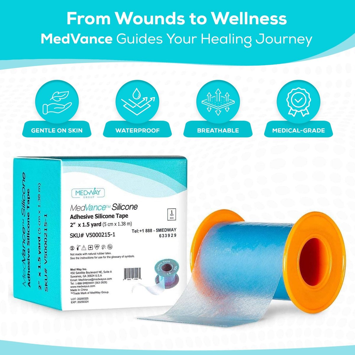 MedVance Silikonband 5 cm breit, weich mit Perforation und zuschneidbar (1 Packung, 1,4 m)