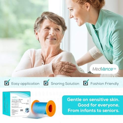 MedVance Silikonband medizinisch, perforiertes chirurgisches Klebeband für empfindliche Haut, wasserfestes Hautband für die Wundversorgung, Wimpernband, sanftes Hautband, 2" Breite (1 Packung, 180 Zoll)