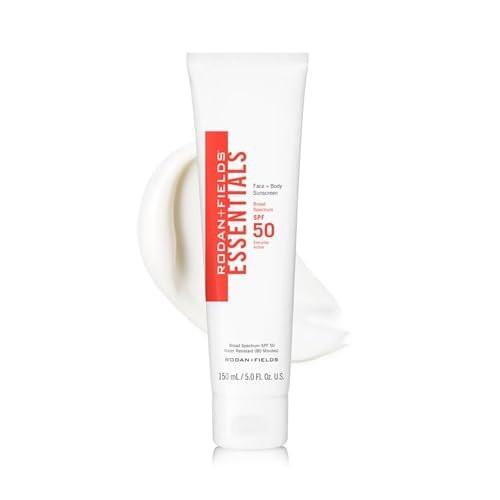 Rodan + Fields Essentials Gesichts- und Körpersonnencreme Breitband LSF 50 | 150 ml | Wasser- und schweißbeständige Feuchtigkeitscreme mit LSF | Leichte Hautpflege | Sonnenschutz für Gesicht und Körper