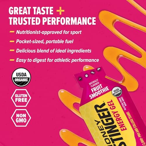 Honey Stinger Bio-Energiegel Fruit Smoothie – Glutenfrei, Koffeinfrei, 12er Pack, 13,2 Unzen – Für Sportler und Fitness