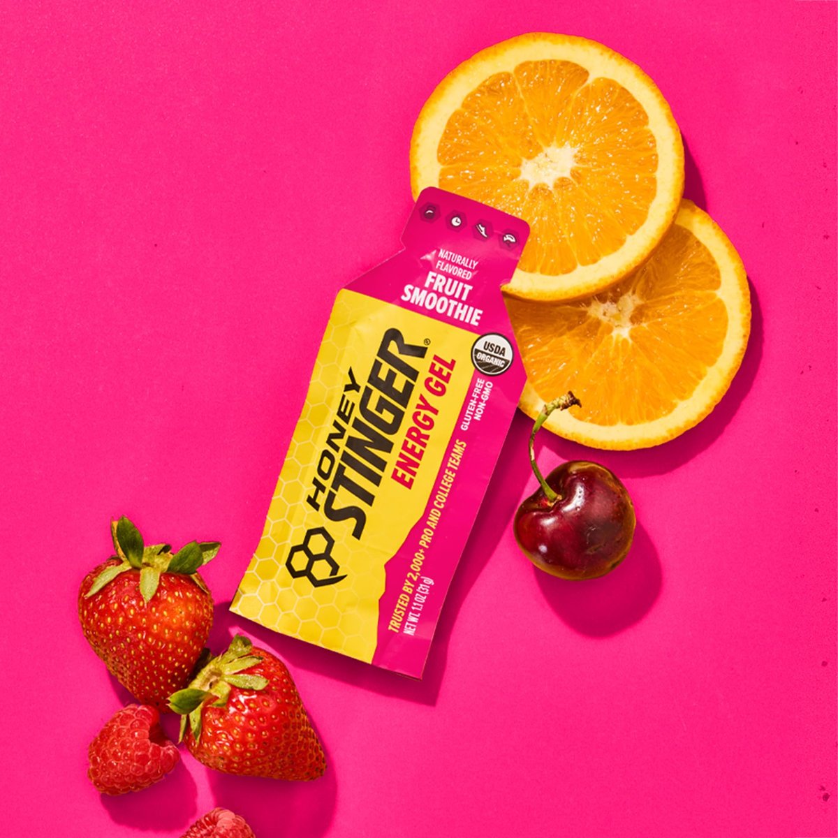 Honey Stinger Bio-Energiegel Fruit Smoothie – Glutenfrei, Koffeinfrei, 12er Pack, 13,2 Unzen – Für Sportler und Fitness