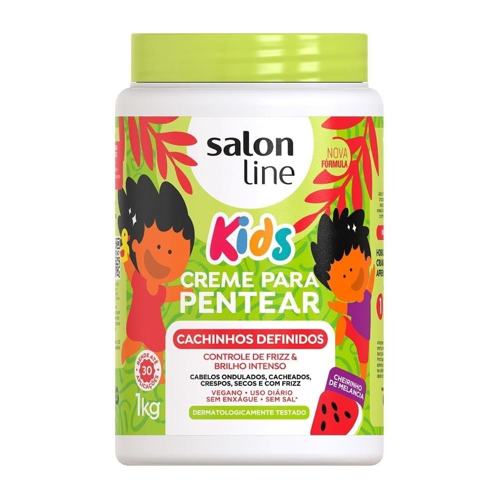 KPOCUN Salon Line, Creme de Pentear Infantil, Cachinhos Definidos, Controle de Frizz e Brilho Intenso, Vegano - 1 kg