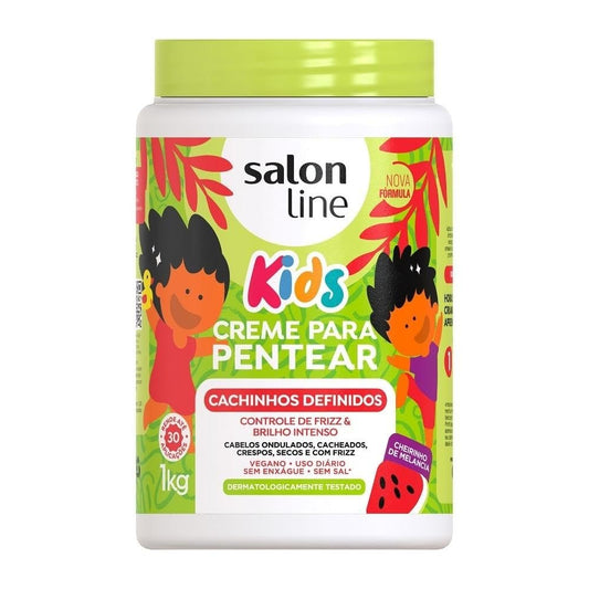 KPOCUN Salon Line, Creme de Pentear Infantil, Cachinhos Definidos, Controle de Frizz e Brilho Intenso, Vegano - 1 kg