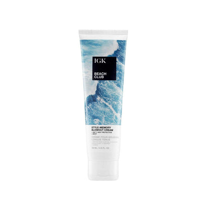 IGK BEACH CLUB Style-Memory Blowout Creme | Volumen + Sprungkraft + Hitzeschutz | Vegan & Tierversuchsfrei | 4,5 Oz