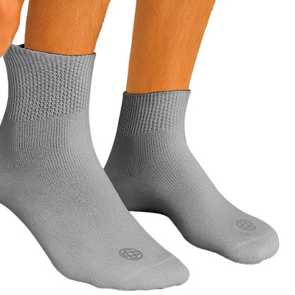 Doctor's Choice Diabetikersocken für Herren, Nahtlose Knöchelsocken mit nicht einschnürendem Bündchen, Extra Komfort bei Gicht, 4 Paar, Grau, Large, Größe 10-13