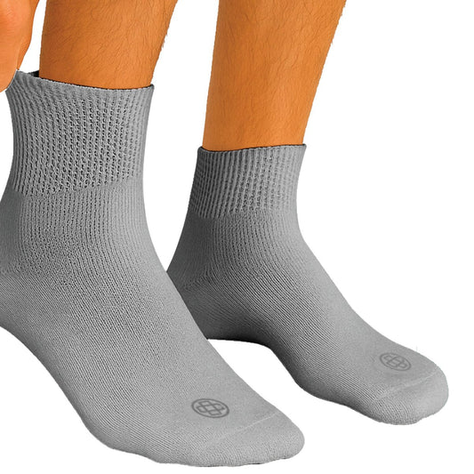 Doctor's Choice Diabetikersocken für Herren, Nahtlose Knöchelsocken mit nicht einschnürendem Bündchen, Extra Komfort bei Gicht, 4 Paar, Grau, Large, Größe 10-13
