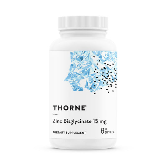 THORNE Zink Bisglycinat 15 mg – Hoch absorbierbares Zinkpräparat zur Unterstützung des Immunsystems, der Augen-, Haut- und Fortpflanzungsgesundheit – Drittanbieter-zertifiziert – gluten-, milch- und sojafrei – 60 Kapseln