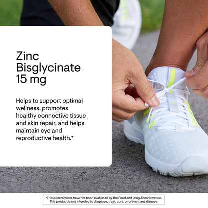 THORNE Zink Bisglycinat 15 mg – Hoch absorbierbares Zinkpräparat zur Unterstützung des Immunsystems, der Augen-, Haut- und Fortpflanzungsgesundheit – Drittanbieter-zertifiziert – gluten-, milch- und sojafrei – 60 Kapseln