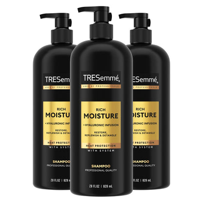 TRESemmé Rich Moisture Feuchtigkeitsspendendes Shampoo für trockenes Haar mit Pro Style Technology, 3er-Pack (3 x 828 ml)