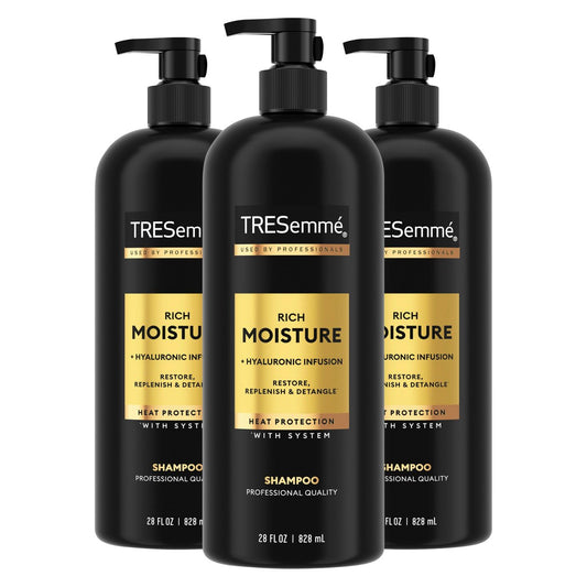 TRESemmé Rich Moisture Feuchtigkeitsspendendes Shampoo für trockenes Haar mit Pro Style Technology, 3er-Pack (3 x 828 ml)
