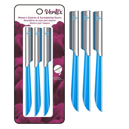 Vertex Dermaplaning-Rasierer für Frauen – 3er-Pack Gesichtsrasierer zur Entfernung von Pfirsichflaum, sanftes Peeling für empfindliche Haut, Reisegröße (Pink)
