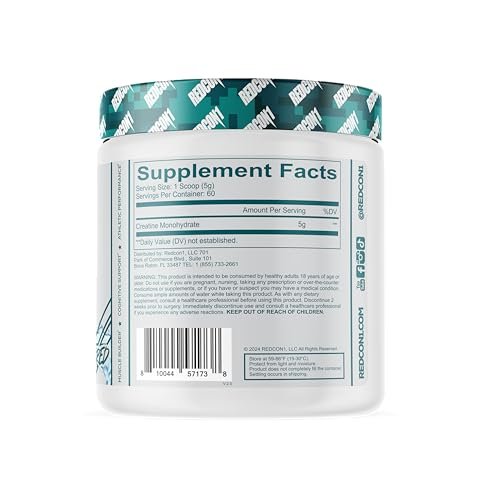 REDCON1 Kreatin Monohydrat Pulver – Keto-freundlich & vegan – Pre & Post Workout Supplement für Erholung & sportliche Leistung (60 Portionen, 300 g)