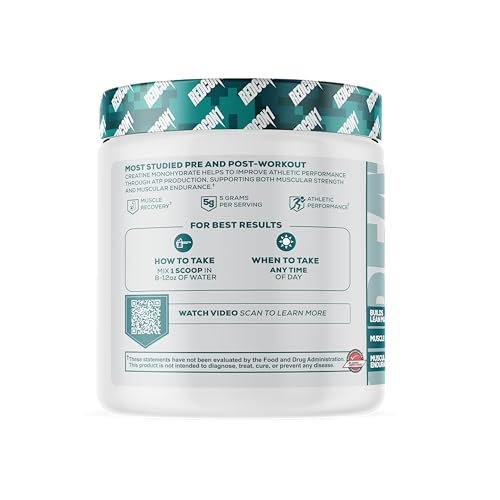 REDCON1 Kreatin Monohydrat Pulver – Keto-freundlich & vegan – Pre & Post Workout Supplement für Erholung & sportliche Leistung (60 Portionen, 300 g)