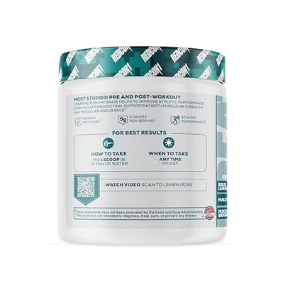 REDCON1 Kreatin Monohydrat Pulver – Keto-freundlich & vegan – Pre & Post Workout Supplement für Erholung & sportliche Leistung (60 Portionen, 300 g)