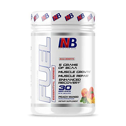 NutritionBizz BCAA Pulver – 5 g BCAAs Aminosäuren, Erholungsgetränk nach dem Training für Muskelaufbau, Regeneration und Ausdauer, 30 Portionen (Pfirsich Mango)