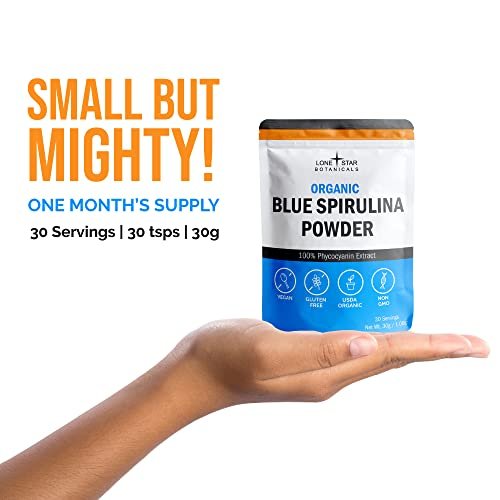 Lone Star Botanicals Bio Blaue Spirulina Pulver – 100 % reine Blaualgen, ohne Fischgeruch, veganes Superfood für Smoothies & Getränke, nicht gentechnisch verändert, glutenfrei, vegan