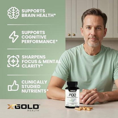 X Gold Health PQQ 20 mg, 120 Kapseln – Pyrrolochinolinchinon zur Förderung neuer Mitochondrien, glutenfrei, nicht-GVO, vegetarisch