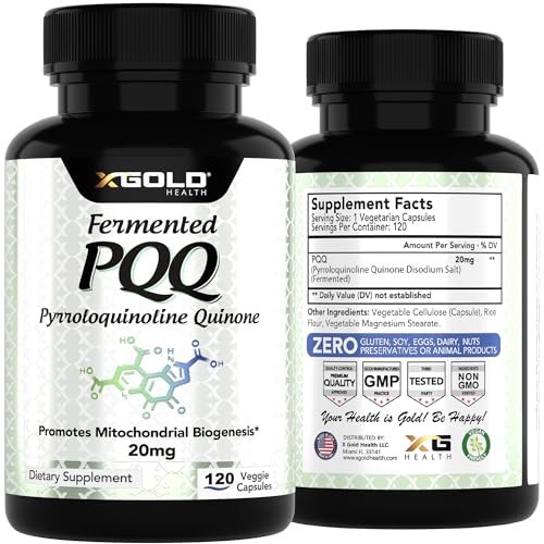 X Gold Health PQQ 20 mg, 120 Kapseln – Pyrrolochinolinchinon zur Förderung neuer Mitochondrien, glutenfrei, nicht-GVO, vegetarisch